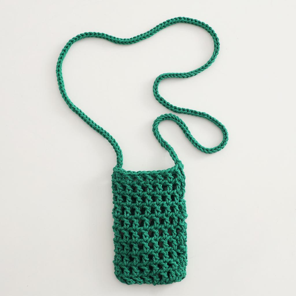 New Hollow Knitting Phone Bag For Women Colorful Hand Woven Shoulder Crossbody Bag Simple Travel Beach Handbag Small Purse Pouch