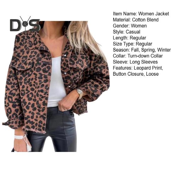 Spring Fall Women Jacket Turn-down Collar Single-breasted Long Sleeves Washed Distressed Ripped Hem Streetwear Style Lady Denim Coat