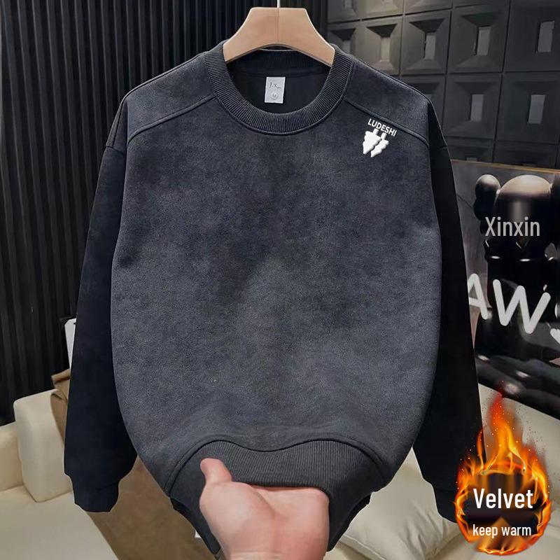 

Men s Trendy European Style Fleece-Lined Logo Hoodie 3XL чорний