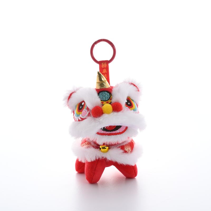 Cartoon Lion Dance Keychain Awakened Lion Year Of Horse Pendant Chinese Style Plush Toy Doll Chinese Bag Hanging New Year Gift