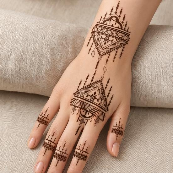 Henna Tattoo Stickers, Red Brown Waterproof Lace Temporary Tattoos, Indian Mehndi Body Art for Women Girls, Festival Makeup