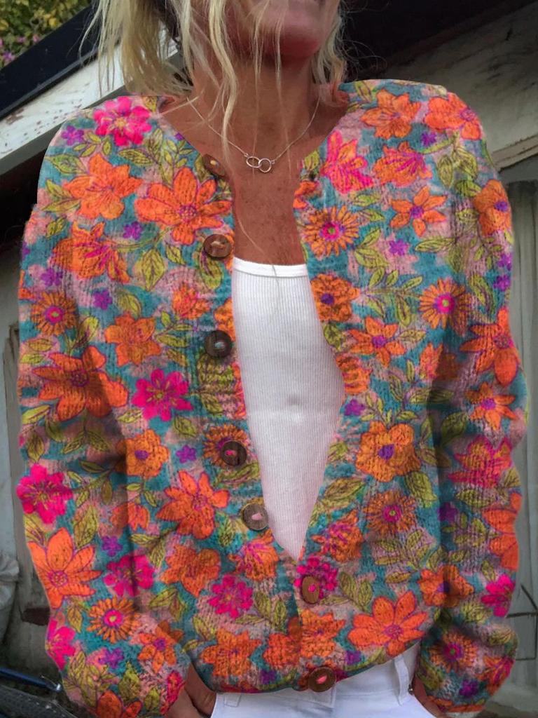 2026 Foreign Trade New 3D Digital Printing Cardigan Knitted Jacket Women's Clothing Early Spring and Autumn Factory Wholesale