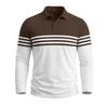 Men Striped Color Block Long Sleeve Polo Shirts Autumn Turn-Down Collar Patchwork Tops Casual Daily Golf T Shirts