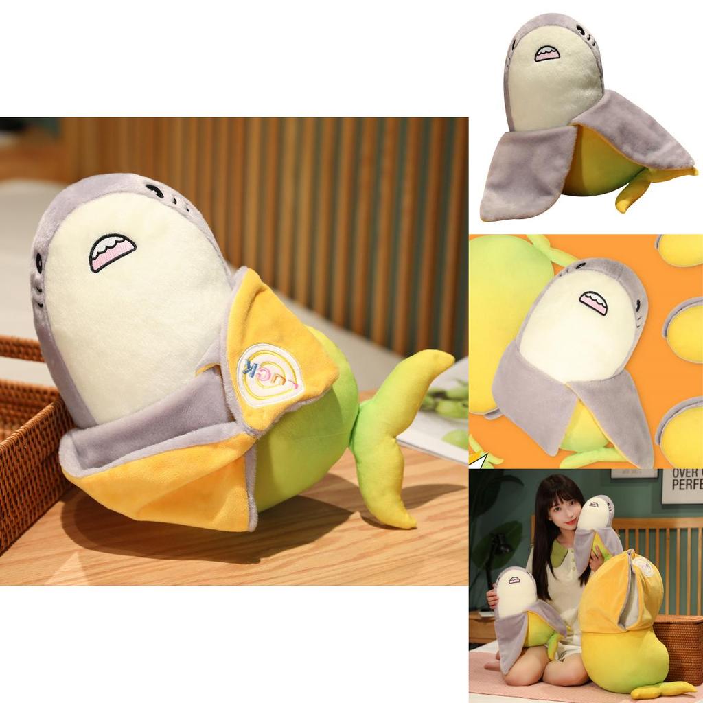Cute Mango Shark Plush Toy Pillow For Boys And Girls Stuffed Animal Shark Doll With Pp Cotton Filling