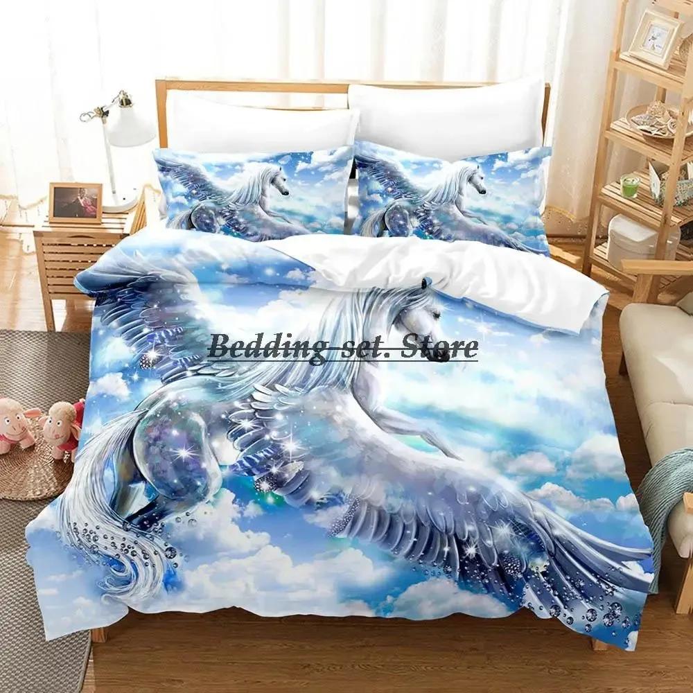 Regenbogen Pferd Einzelhorn Bettwäsche Set Einzel Twin Full Queen King Size Bett Set Aldult Kid Schlafzimmer Duvetcover Sets Bettlaken Set