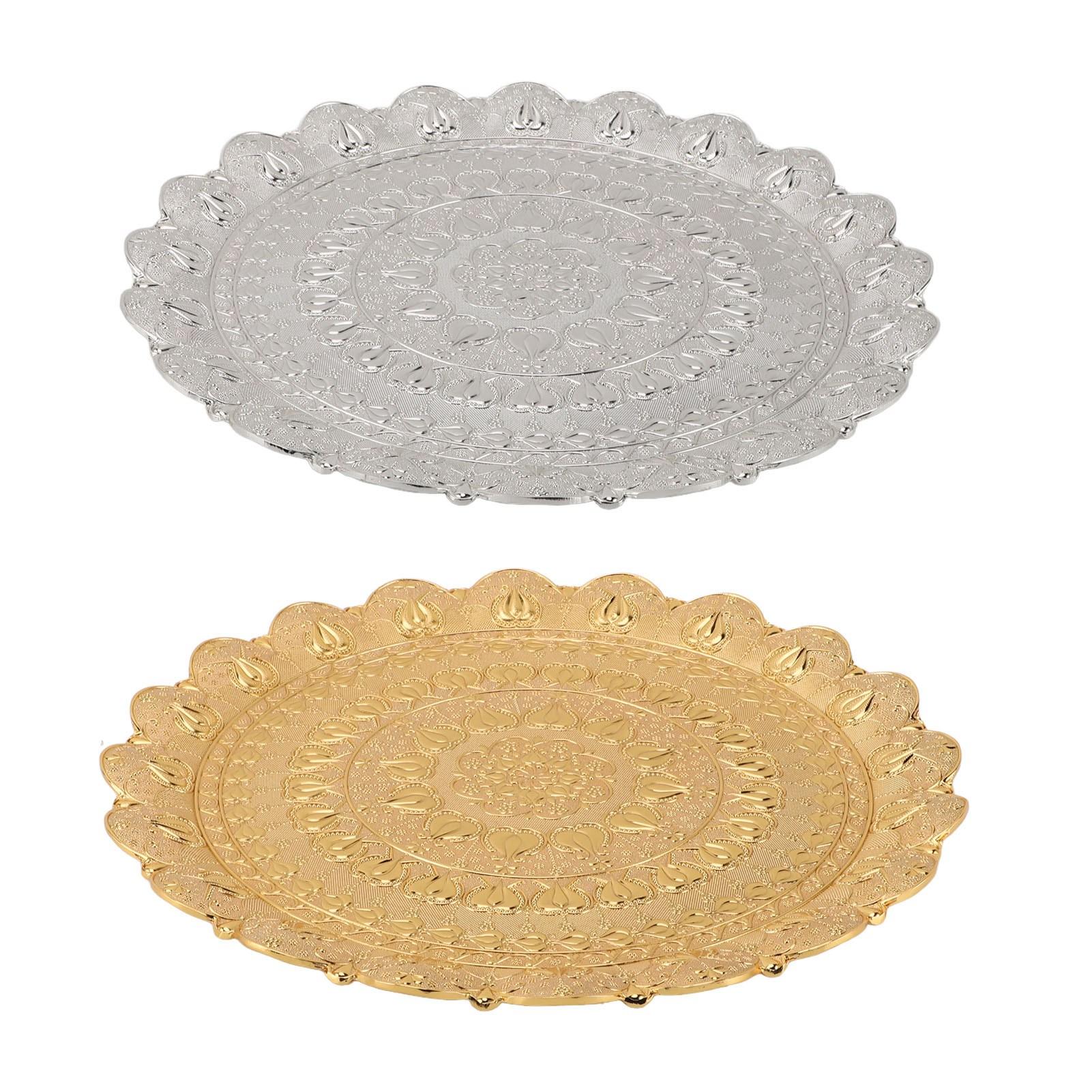 Турецкий чайный кофейный поднос в винтажном стиле с тисненым узором круглая кофейная — фото 8