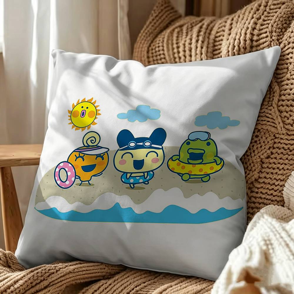 Cute Tamagotchi Kuchipatchi Square Pillow Case Multi Sizes For Car Home Bedroom Decor Custom Valentine Gifts