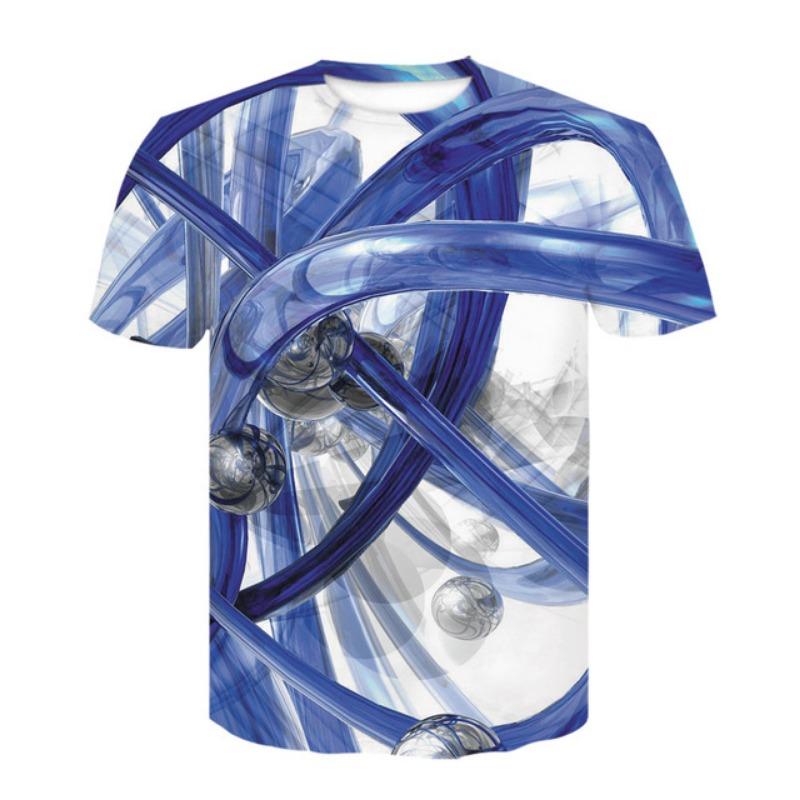 Summer Abstract Geometric Pattern 3D Digital Printed Short Sleeved Men's T-shirt