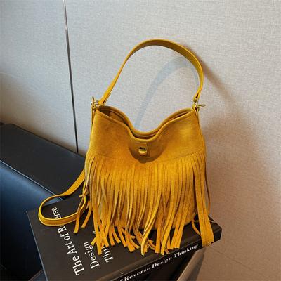 Popular Tassel Autumn New Fashion Retro Matte Texture Shoulder Messenger Bag Women