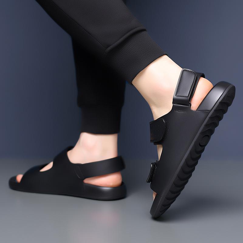 Fashion Fashion Solid Color Roman Walking Sandals for Men Summer2025New Soft Bottom Designer Casual Leather Sandals Antiskid Beach Shoes