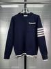High Version TB Sweater New Men's and Women's Casual Long-sleeved Pocket Striped Four-bar Knitted Crew Neck Long-sleeved Sweater