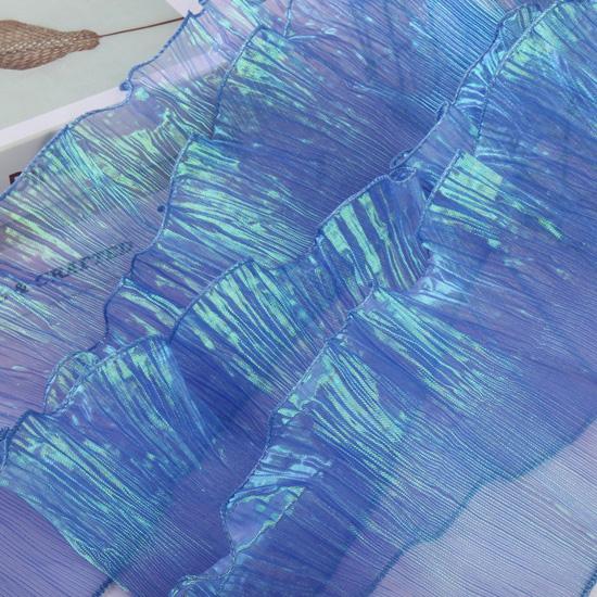 

1 метр 14 см шириной переливающаяся органза градиент плиссированное эластичное кружево трехмерный наряд русалки юбка аксессуары кружево в виде лепестков лотоса 1Meters королевский синий