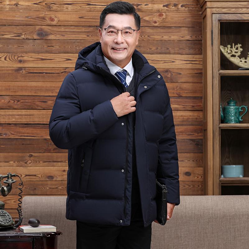 2025 Middle-aged and Elderly Down Jacket Men's Dad Wear Thickened Winter Style Father Grandpa Outfit Plus Size Short Warm Jacket
