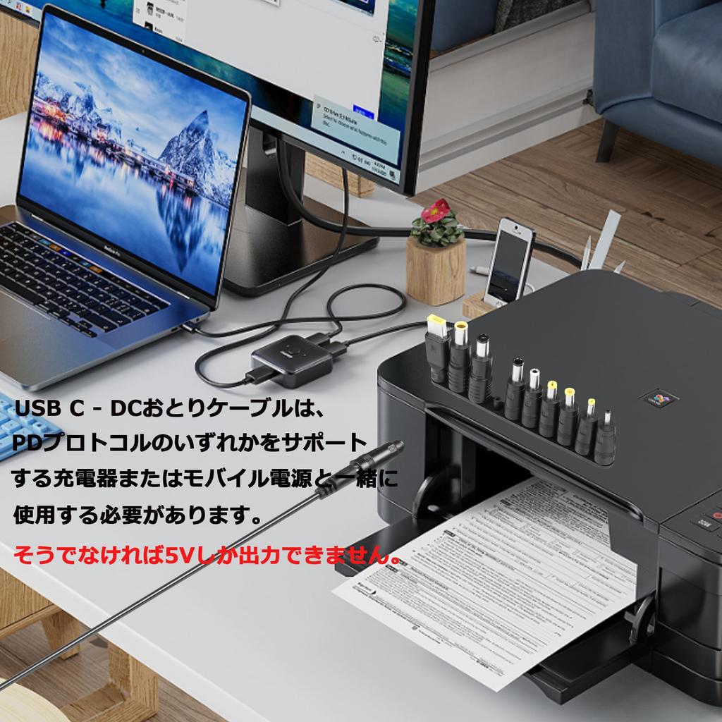 CERRXIAN USB C auf DC PD Adapterkabel mit 10 Steckerchips zu DC Stromkabel Ausgang Einstellbare Spannung PD Schnellladekabel 50CM Typ-C