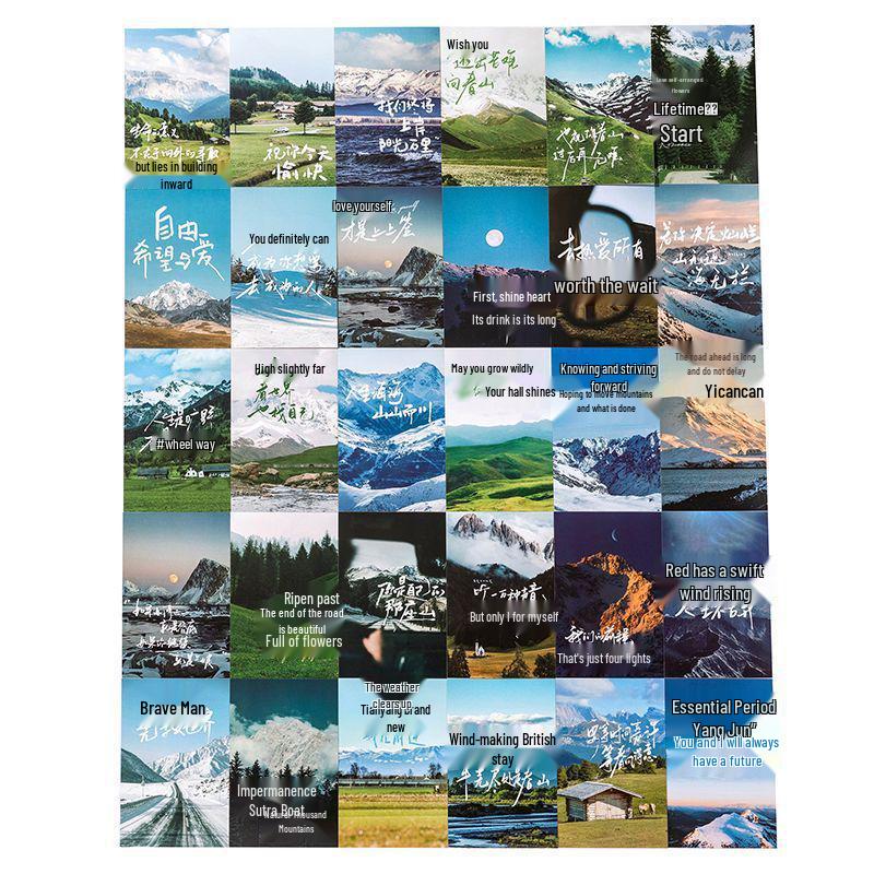 Spring Mountain Escape Postcard Set: 30 Sheets of Inspirational Scenery & Text