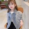 Toddler Kid Girls Denim Jackets Autumn Spring Jeans Lace Long Sleeve Coats Outerwear Cowboy Outwear Children Clothing