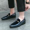 British Style Plus Size Men's Patent Leather Loafers with Pointed Toe and Rubber Sole