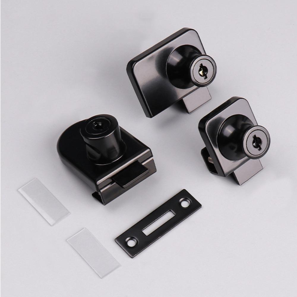 New Zinc Alloy Glass Door Lock Single/Double Door Security Cabinet Door Lock Punch-Free Hardware Cabinet Display Lock Cabinet