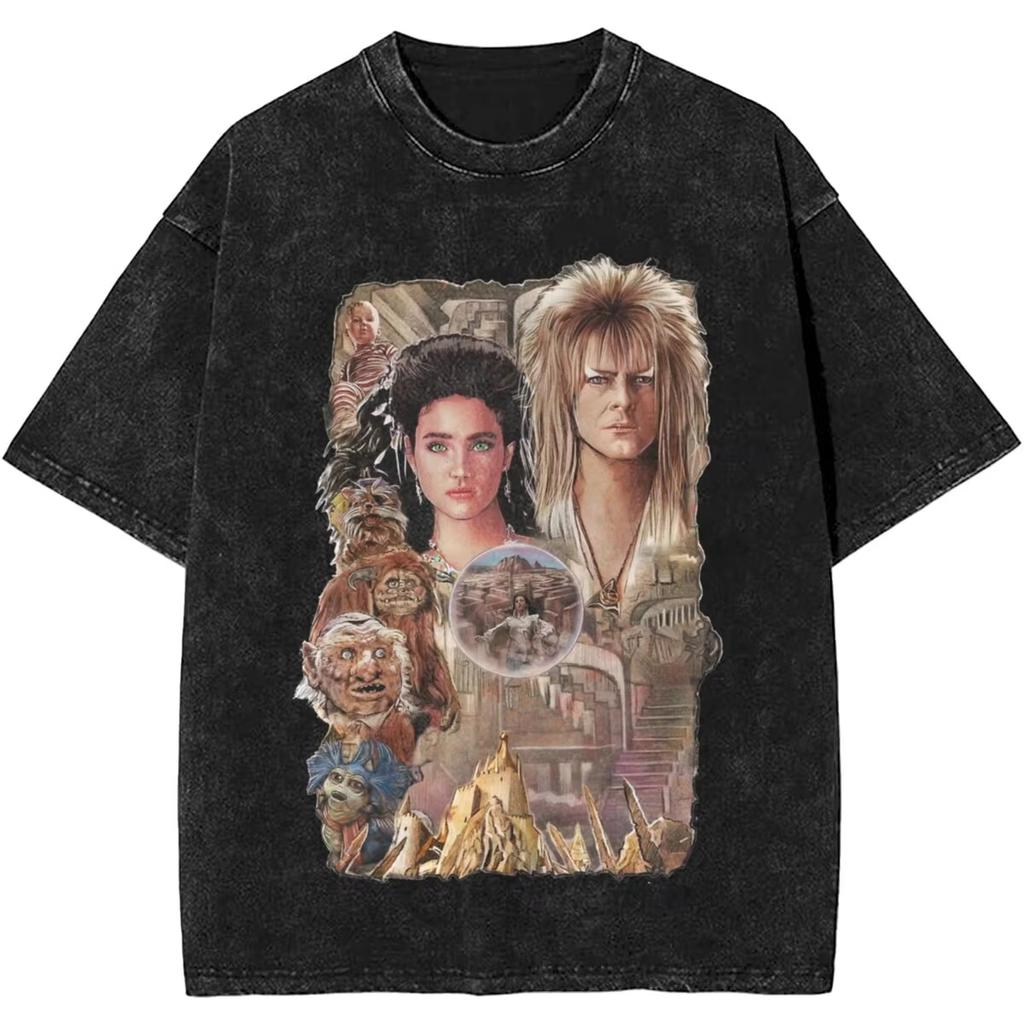 From The 70s Vintage Washed T Shirt Men Davids Bowied Vintage Cotton T-Shirts O Neck Leisure Tees Oversized Clothes