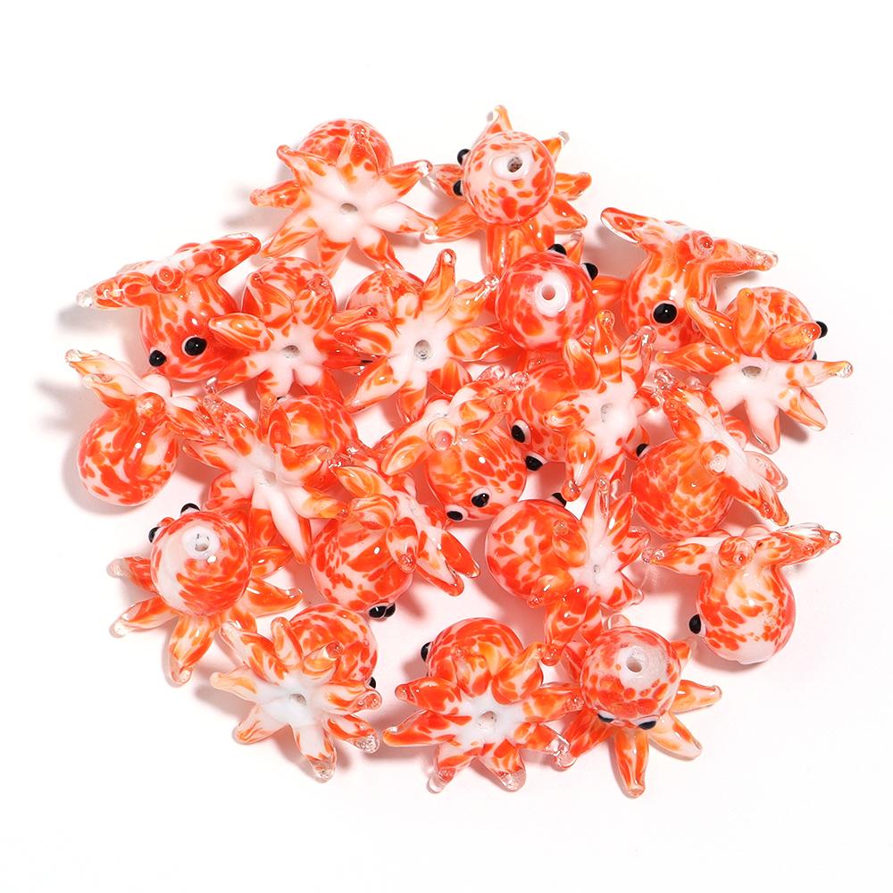 1Pc Glass Octopus Shape Beads 23X15mm Cute Lampwork Loose Charms Bead for Jewelry Making DIY Necklace Earrings Accessories