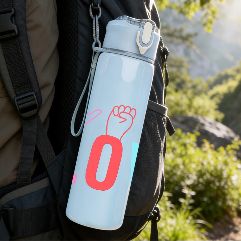 1PC Love Fingers Color Letter 750ml Color Plastic Sports Water Bottle Leakproof Flip Straw Lid Suitable for Sports Office Home Use
