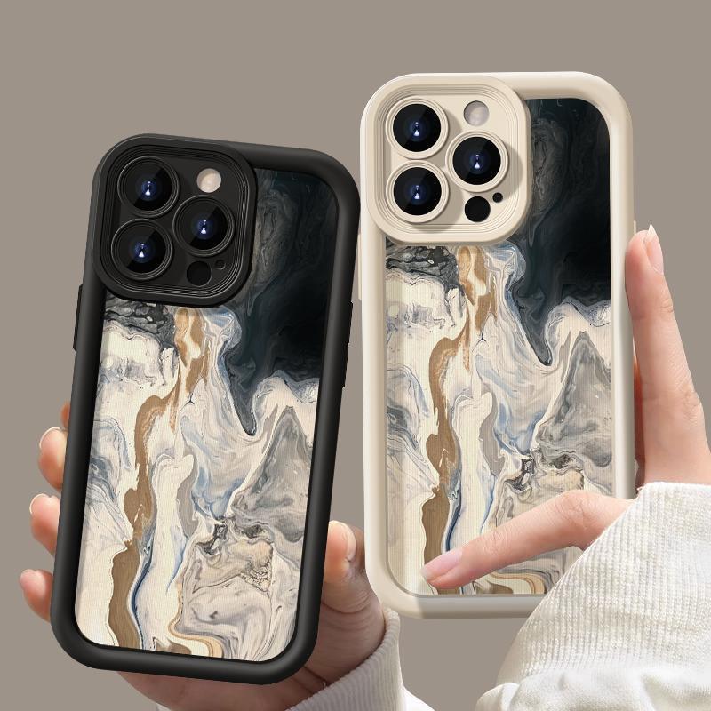 

Мраморный чехол Ink для iPhone 16 Pro 15 14 Plus 13 12 11 Pro Max Xr Xs X 8 7 противоударный матовый мягкий тонкий чехол из ТПУ iPhone 15 чёрный