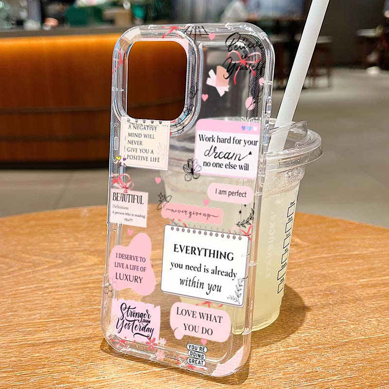 Empowerment Phrase Full Protection Clear Funda Phone Case For iPhone 17 16 15 13 12 11 ProMax Pro Plus Shockproof Phone Shell