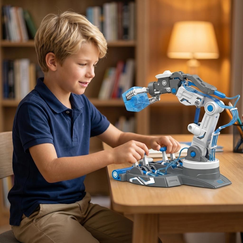 STEM Hydraulic Robotic Arm Educational Toy Science Experiment Kit Mechanical Arm Model for Children Learning Engineering and Technology