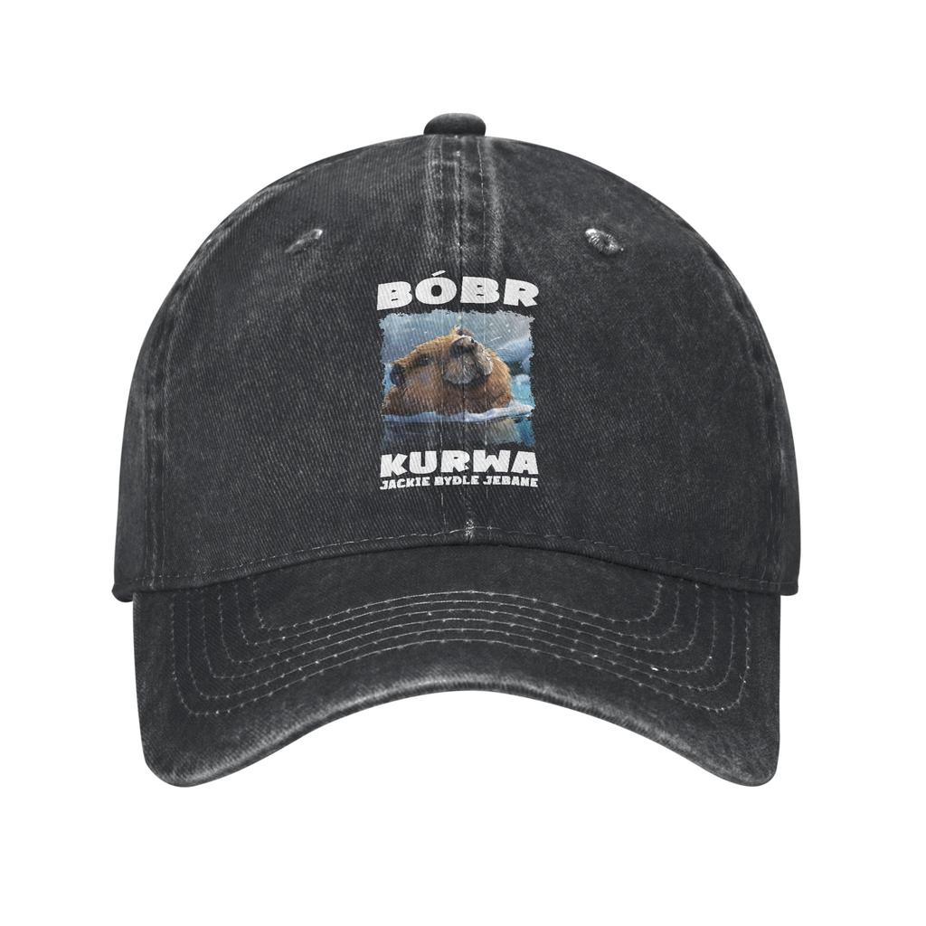 Classic Bober Bobr Kurwa Baseball Caps Unisex Women Distressed Denim Washed Headwear Outdoor Running Unstructured Soft Hats Cap