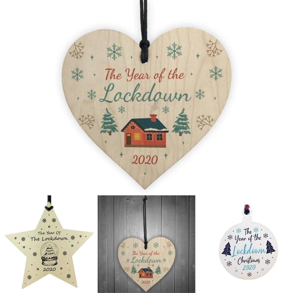 Christmas Decorations Gift Hanging Bauble Wooden The Year Of The 2020 Lockdown