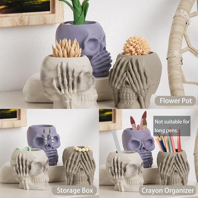 Halloween Decoration Silicone Candle Mold Skull Aromatherapy Candle Soap Plaster Resin Casting Mold Suitable For Diy Candles