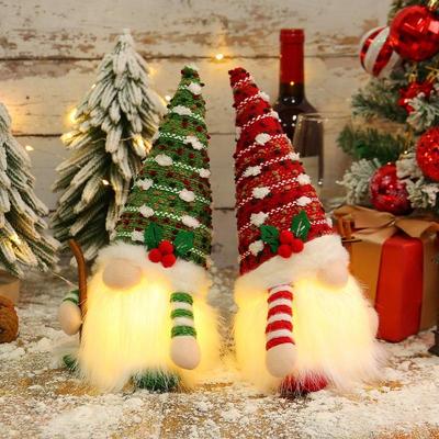 2026 Christmas Gift Gnome Doll Couple Led Night Light Sledge Ski Home Xmas Decoration For 2026 New Year Valentine Gift