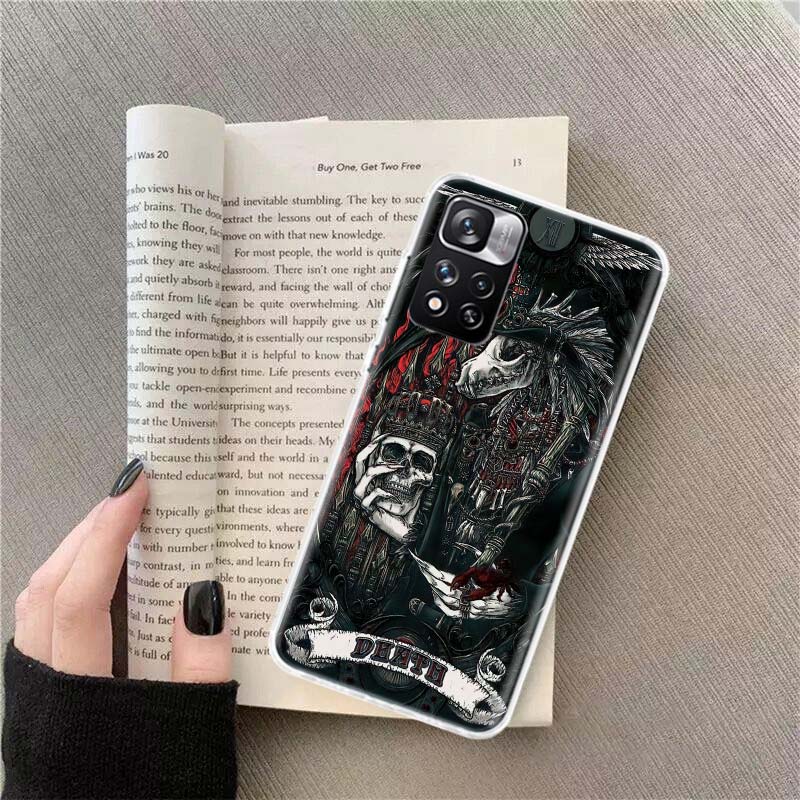 

Metal Tarot Cards Phone Case For Redmi Note 13 12 Pro Plus 14 15 Pro 5G 11 11T 11E 11S 10 Pro 10S 9 9S Cover Cell Clear TPU Capa Redmi Note 13 Pro 5G