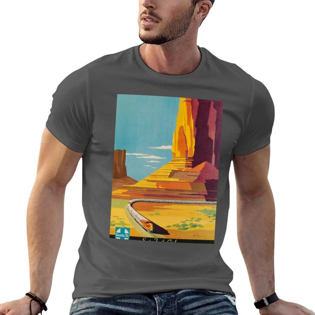 Santa Fe Vintage Reiseplakat T-Shirt Klassisches Grafik-Oberteil mit kurzen Ärmeln