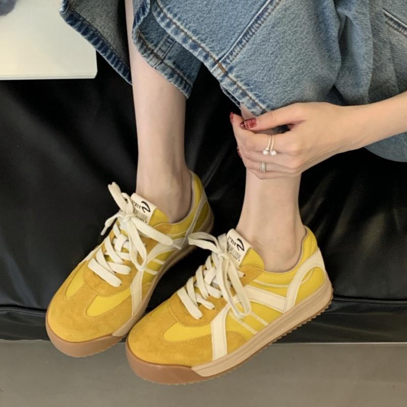 Mode Damen Sneaker Neu Retro Deutsche Trainingsschuhe Damen Winter Samt Fell Flach Lässig Forrest Gump Schuhe Damen Schnürer Runde Zehen