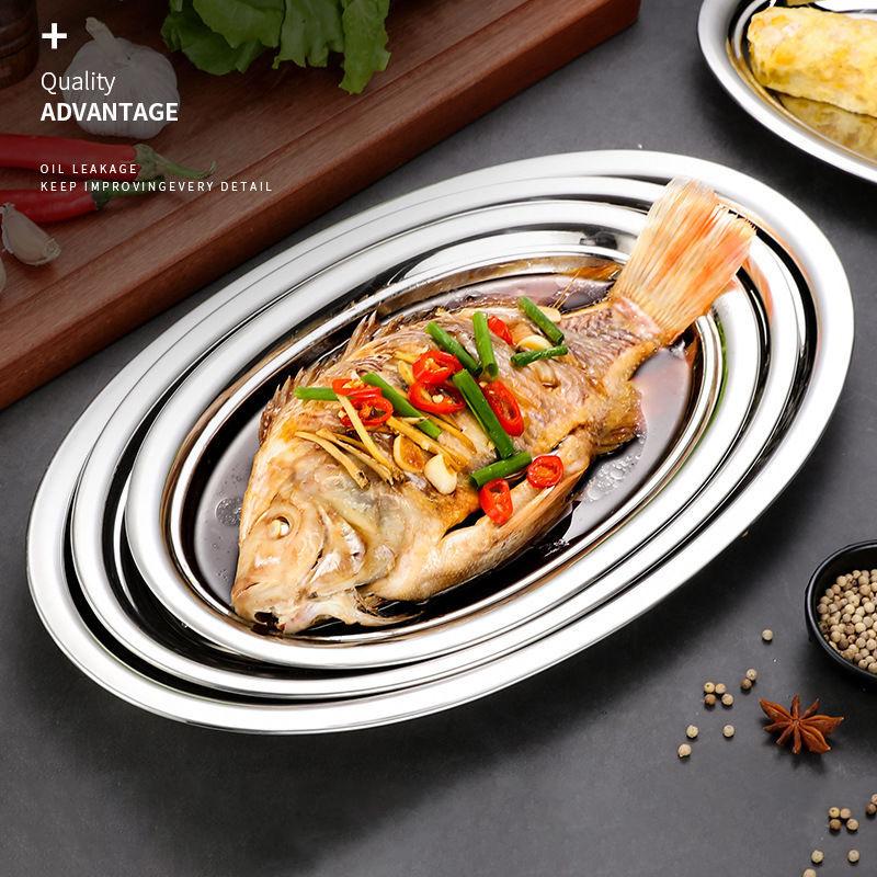 Talíř Servírovací Ocel Nerezový Podnos Talíře Podnos Oválný Talíř na Ryby Večeře Kovový Dezert Jídlo Sushi Svačina Paření Ovoce Podnosy