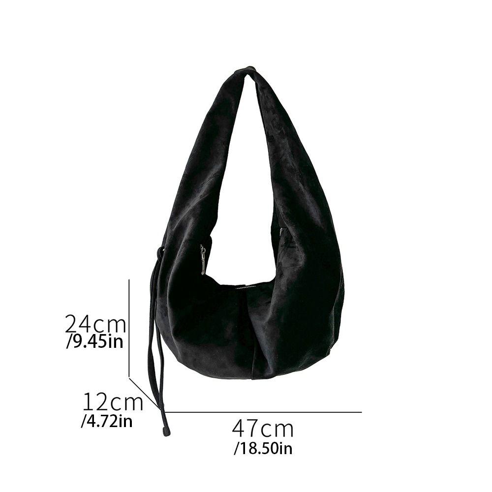 Waterproof Handbag Suede Shoulder Bag Solid Color Large Capacity Hobo Bag Korean Style Fashion Tote Bag Shopping