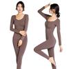 Women's Graphene Fleece-Lined Long Sleeve Underwear with Built-in Bra - 8866 Base Layer Top for Autumn/Winter