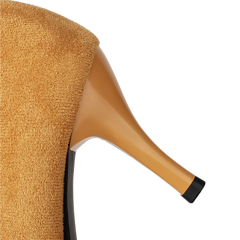 Women's High-heeled Short Boots Autumn and Winter New Thick-heeled Large-size Splicing Casual Versatile Short Boots