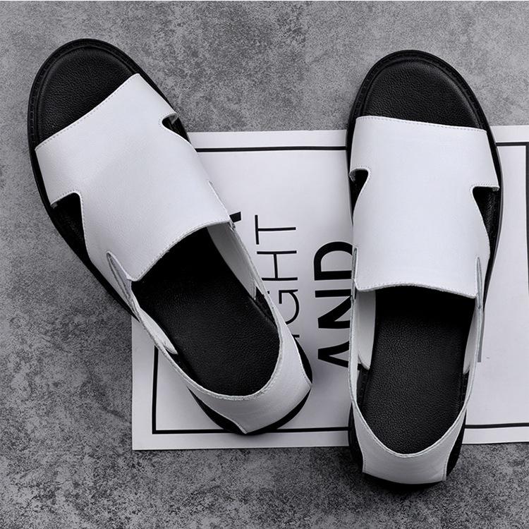 Men's Breathable Leather Sandals - Soft Sole, Non-Slip, Casual Summer Beach Shoes