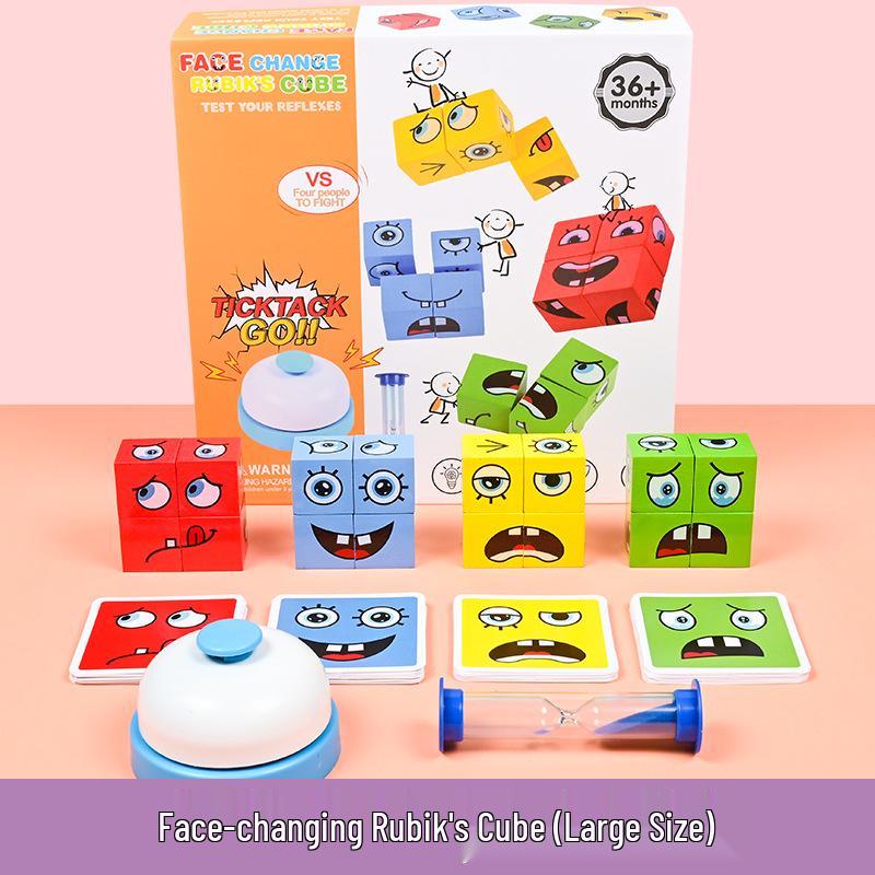 Smiley Face Magic Cube: Educational Building Blocks & Interactive Parent-Child Tabletop Game