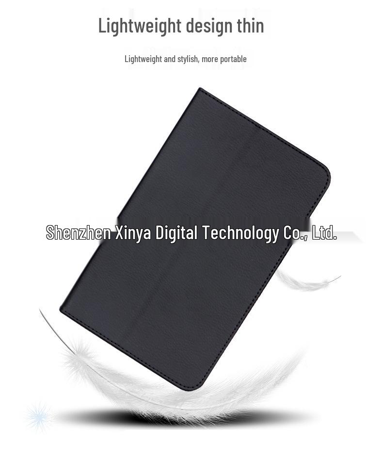 Černé kožené ochranné pouzdro Blackview Tab6 8" s opěrkou ruky a stojánkem, vzor liči, skládací design pro TAB5.