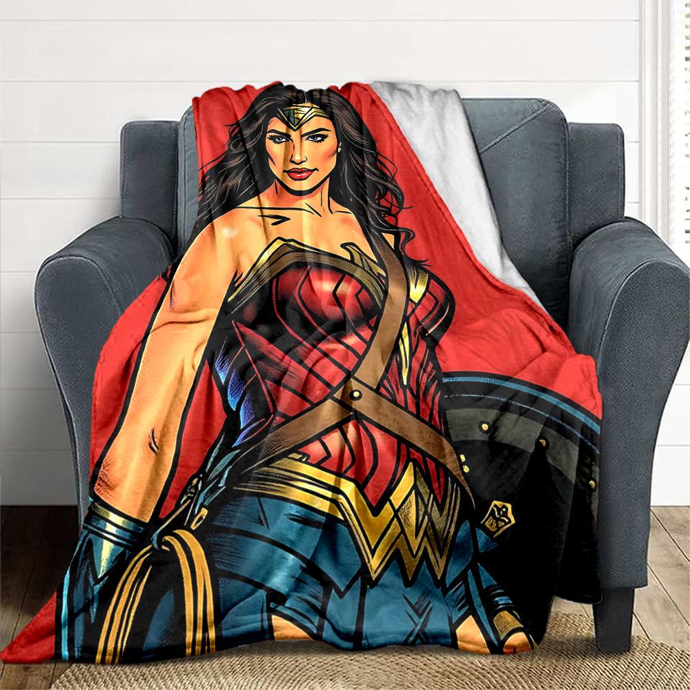 1ks deka Wonder Woman Polyesterové vlákno, Celoroční pohodlí na pohovku, postel, do kanceláře, auta, na kempování, Ideální domácí dekorace a dárek, Pohodlí v kanceláři
