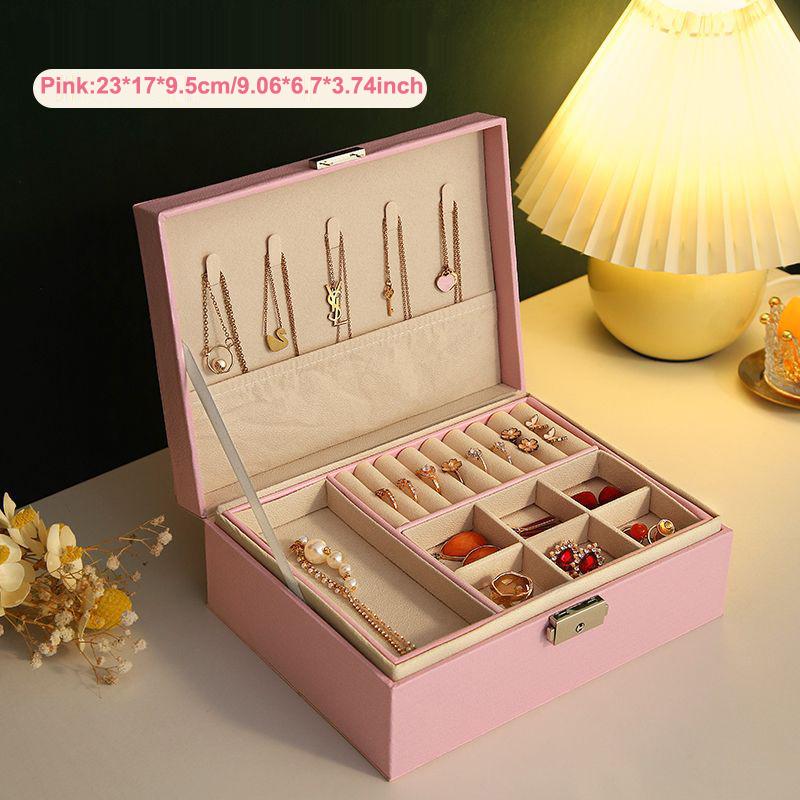 Delesys Large-Capacity Lockable Pu Leather Jewelry Storage Box Jewelry Box Stud Earrings, Necklace Storage Box Bracelet Box