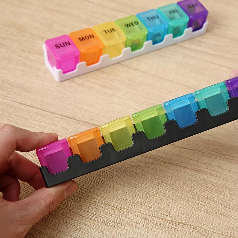 7 Tage Mini Pillen Organizer Tragbar Abnehmbare Medikamentenbox Wöchentliche Kompakte Aufbewahrungsbox für Vitamine Pillen Reiseutensilien