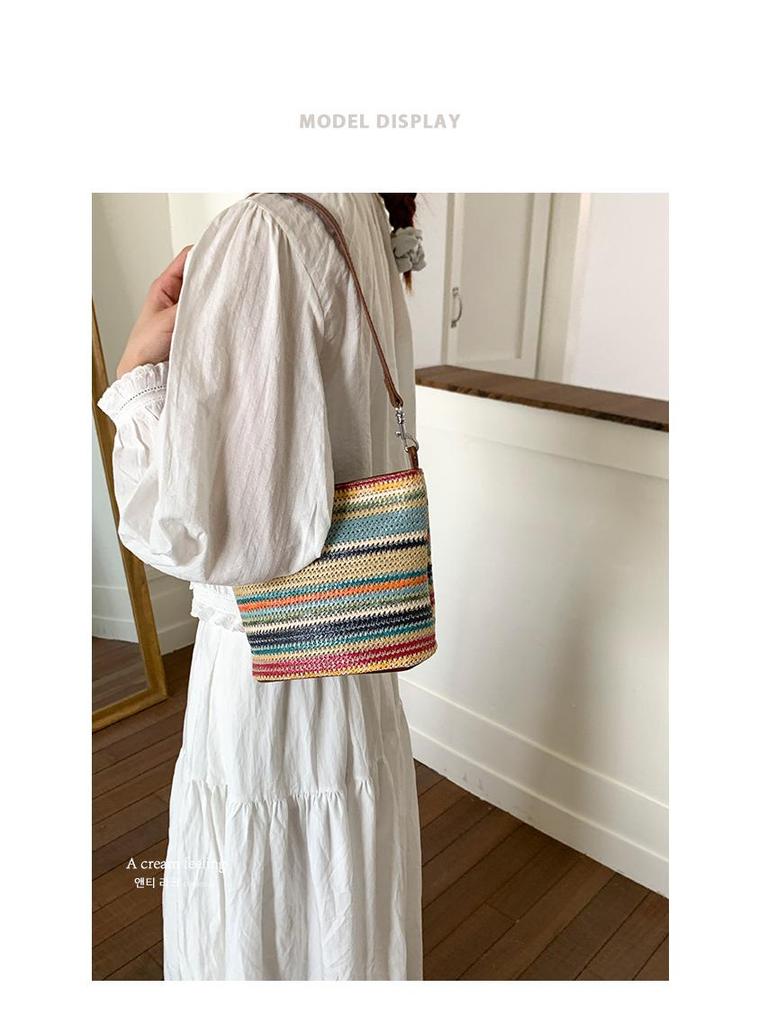 2025 Autumn Women's Fashion Colorful Woven Crossbody Handbag