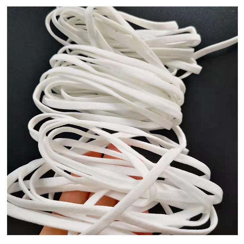 3mm 4mm White Round / Flat Polyester Ear Band Cords Spandex Nylon 5mm Earloop Elastic String for Medical FaceMask Cords