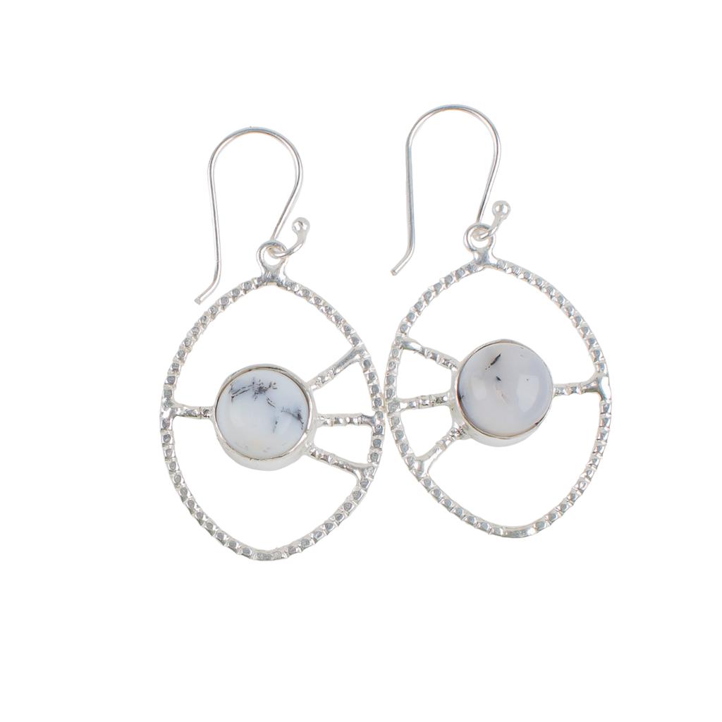 Dendritic Opal Gemstone 925 Sterling Silver Jewelry Handmade Hook Earrings 2.00" EE-52-25