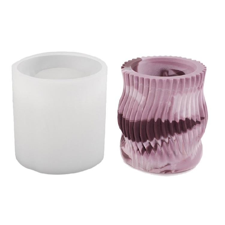 Striped Cylinder Tealight Holder Molds Cylinder Candlestick Molds