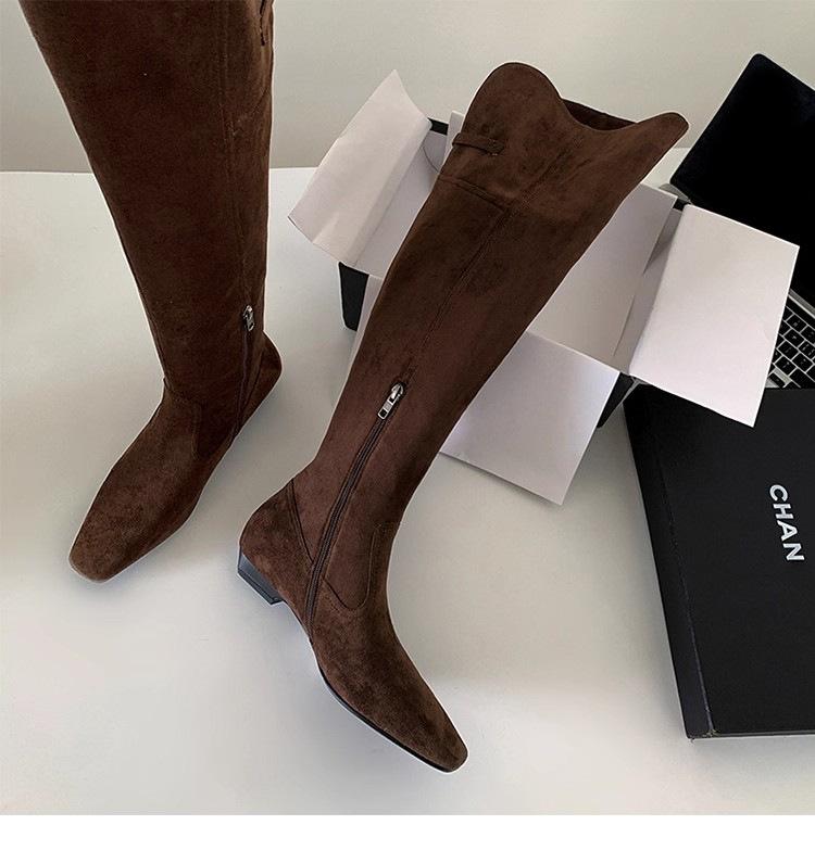 Boots Women's Over-the-Knee Boots 2025 Autumn and Winter New Tall Women's Boots Suede Folded Stacking Boots Inner Height Boots